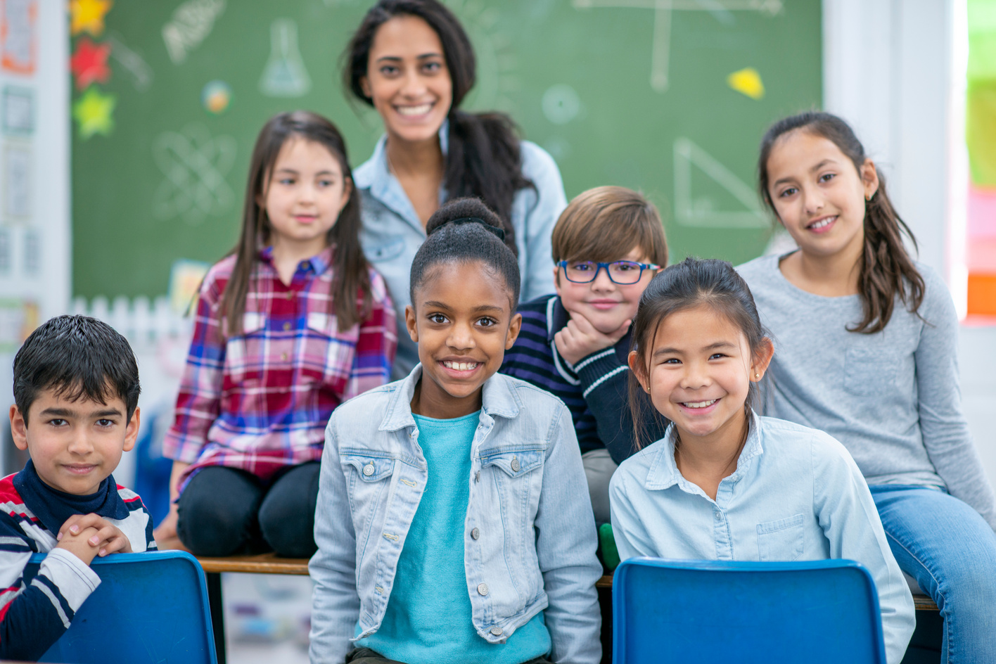 Diverse group of elementary students